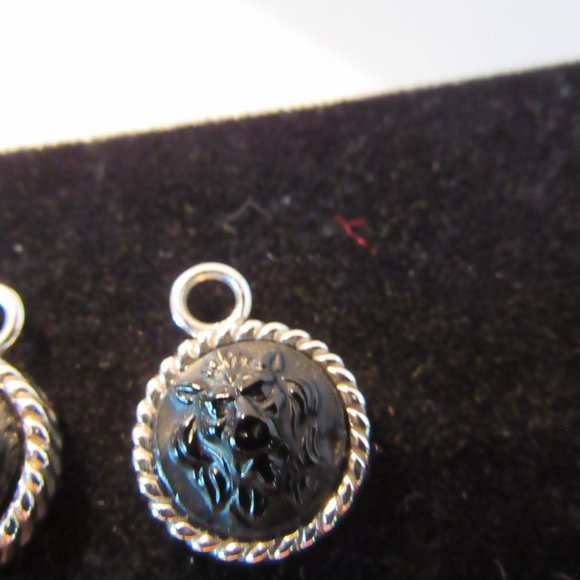 Custom 14K White Gold Black Intaglio Earring Charms - Stunning! - Picture 8 of 16